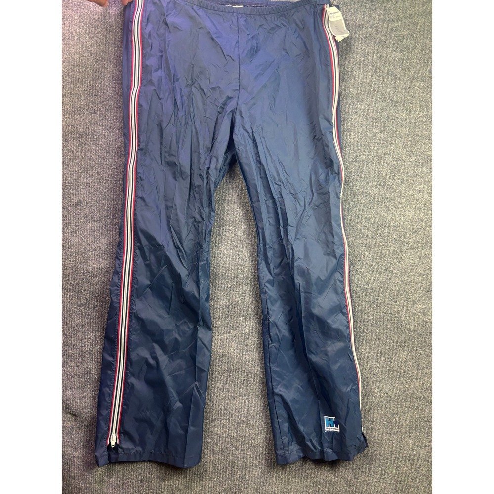 Vintage Helly Hansen Rain Track Pants Mens S Navy Blue Stripe Zip Ankle NWT